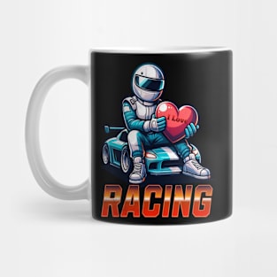 I Love Racing Car Racing Heart Valentine Street Car Drifting Cars Race Track Valentines Day Racer Mug